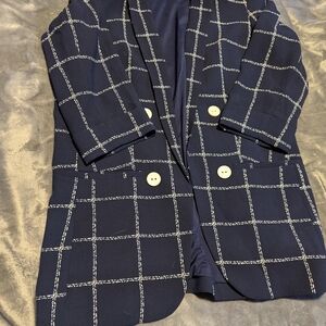 Express Navy Blazer with White Stitching